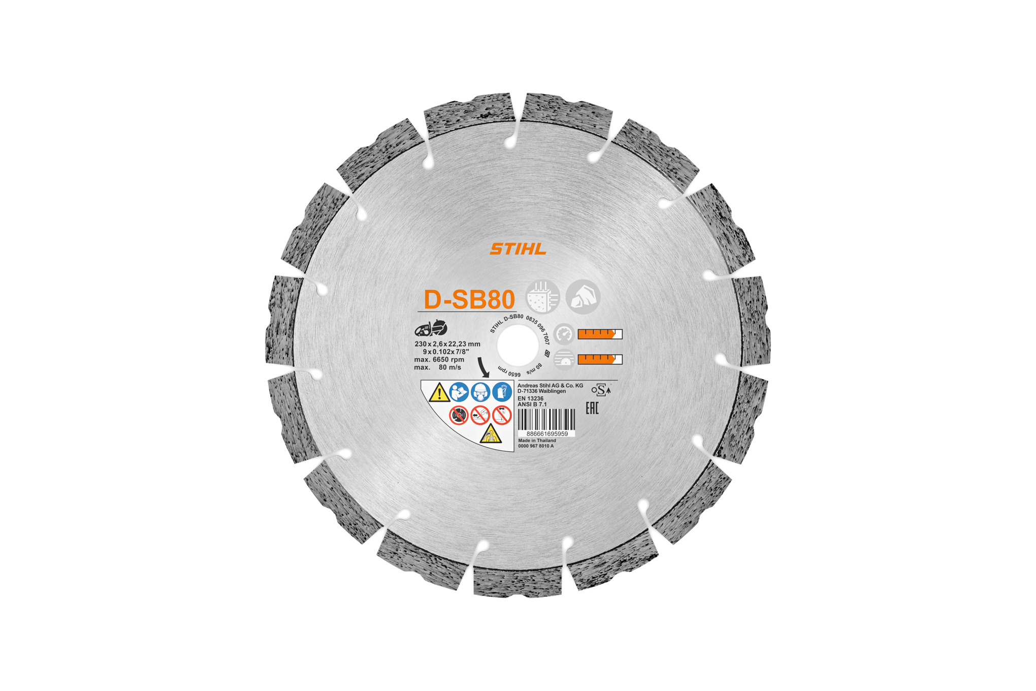 Disque à découper diamanté D-SB80, Ø 230 mm