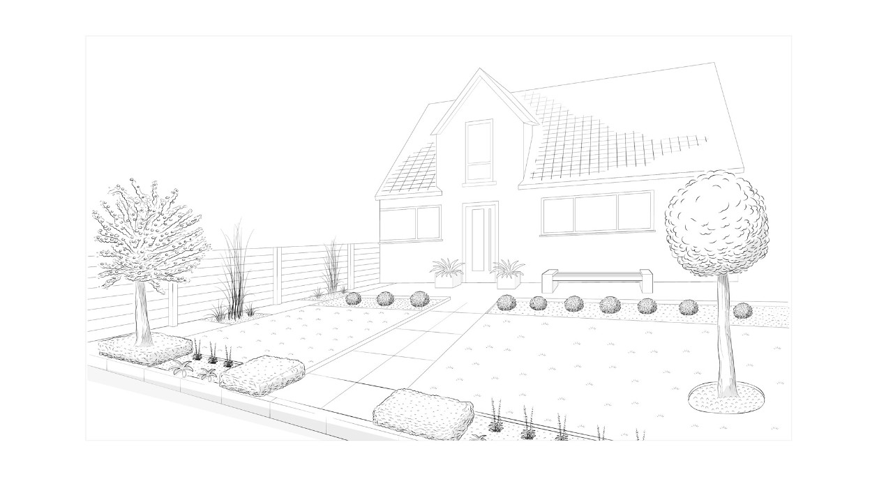 Illustration d’un jardin moderne et attrayant 
