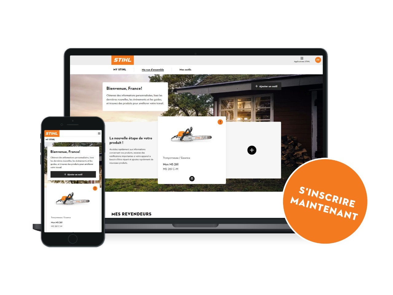 Bild eines Laptops welches das Kundenportal MY STIHL zeigt